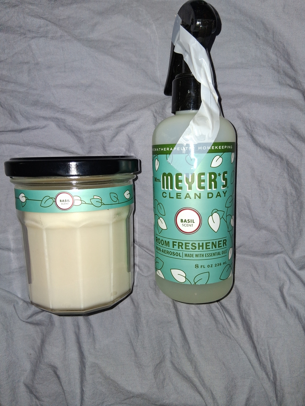 Basil Scent Room Freshener & Candle Set - Green